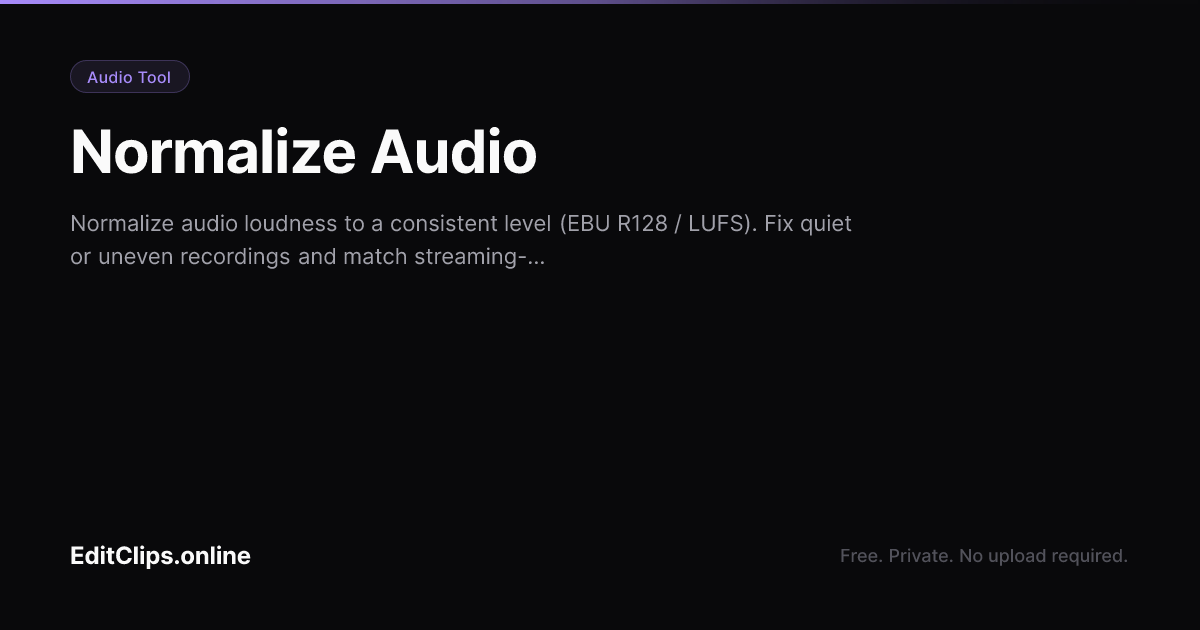 Normalize Audio Online Free — Even Out Loudness (LUFS) | EditClips.online